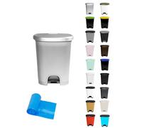 Jardin202 - Cubo basura plástico moderno | Apertura con pedal | Cubo reciclar | 27 litros + Bolsas (Plata - Plata)