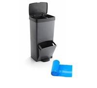Jardin202 - Cubo de Basura para Reciclaje Triple 70L | 3 Compartimentos con Pedal y Tapa Hermetica | Vertical y Ergonómico | Duradero | 70 litros + Bolsas 30L (Gris)