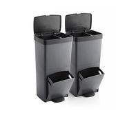 Jardin202 - Cubo de Basura para Reciclaje Triple 70L | 3 Compartimentos con Pedal y Tapa Hermetica | Vertical y Ergonómico | Duradero | Pack 2 uds (Gris)