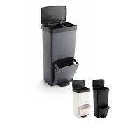 Jardin202 - Cubo de Basura para Reciclaje Triple 70L | 3 Compartimentos con Pedal y Tapa Hermetica | Vertical y Ergonómico | Duradero | 70 litros (Gris)