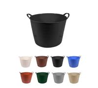 JARDIN202 - Espuerta de plástico Flexible - Capazo de Goma con Asas - Cubo de plástico Multiusos 25L | (Negro, Pack x15 uds)