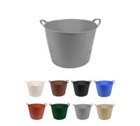 JARDIN202 - Espuerta de plástico Flexible - Capazo de Goma con Asas - Cubo de plástico Multiusos | (Gris, Pack x25 uds)