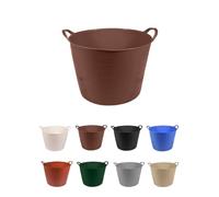 JARDIN202 - Espuerta de plástico Flexible - Capazo de Goma con Asas - Cubo de plástico Multiusos | (Marrón, 1 Unidad)