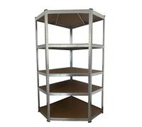 Jardin202 - Estantería Modular de Acero y Madera | Estantería Decorativa Industrial para hogar, despacho o Negocio | Esquinera - Pack 2 uds (Plata)