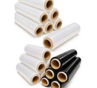 JARDIN202 - Film Estirable Manual Embalar Industrial, Mudanzas y Envios | Transparente o Negro | 50cm x 200 Metros | Papel Film | 2 rollos (Transparente)