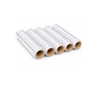 JARDIN202 - Film Estirable Manual Embalar Industrial, Mudanzas y Envios | Transparente o Negro | 50cm x 200 Metros | Papel Film | 5 rollos (Transparente)