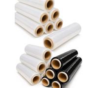 JARDIN202 - Film Estirable Manual Embalar Industrial, Mudanzas y Envios | Transparente o Negro | 50cm x 200 Metros | Papel Film | 6 rollos (Negro)