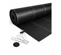 JARDIN202 - JARDIN202 - Malla Antihierbas (NEGRO) 120gr | Resistente Estabilizada UV | Malla contra las Malas Hierbas | 3 x 100 m + 300 Anclajes () | 3 x 100 m + 300 Anclajes