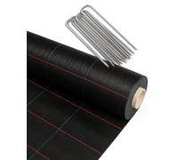 JARDIN202 - Malla Antihierbas (Negro) 120gr | Resistente Estabilizada UV | Malla contra Las Malas Hierbas | 1 x 100 m + 100 Anclajes -