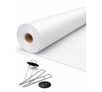JARDIN202 - Malla Geotextil Antihierbas 105 gr/m² Eco-Resistente - Protección UV para Jardín y Huerto | Resistente al desgarro | 1 x 100 m + 100 Anclajes (Blanco)
