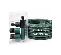 JARDIN202 - Manguera Jardín Flexible con Kit de Riego | Riego de Exterior | Anti-UV | 21 Bar | Diametro 19mm - 3/4" | 10m (Verde)