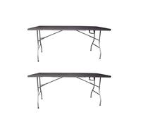 Jardin202 - Mesa Plegable Rectangular 180x70x74cm Catering | Mesa Resina con Patas de Acero Plegable para Eventos y terrazas | 2 Unidades (Marrón)