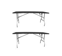 Jardin202 - Mesa Plegable Rectangular 180x70x74cm Catering | Mesa Resina con Patas de Acero Plegable para Eventos y terrazas | 2 Unidades