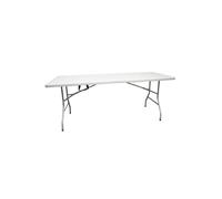 Jardin202 - Mesa Plegable Rectangular 180x70x74cm Catering | Mesa Resina con Patas de Acero Plegable para Eventos y terrazas | + 4 Sillas (Blanca)