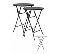 Jardin202 - Mesa Plegable Redonda 80x110cm Blanca Catering | Mesa Resina con Patas de Acero Plegable para Eventos. terraza y Camping (Negro. 2 Unidades)