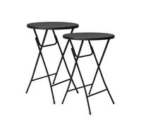 Jardin202 - Mesa Plegable Redonda 80x110cm Blanca y Negra Catering | Mesa Resina con Patas de Acero Plegable para Eventos, terraza y Camping | 2 Unidades (Negro)