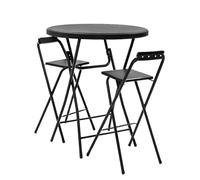 Jardin202 - Mesa Plegable Redonda 80x110cm Blanca y Negra Catering | Mesa Resina con Patas de Acero Plegable para Eventos, terraza y Camping | + 2 Sillas (Negro)