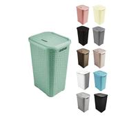 JARDIN202 - Pongotodo Diseño Rattan para Colada - Cesto Para la Ropa Sucia | 38 Litros (Verde agua)