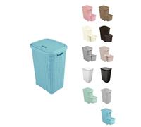 JARDIN202 - Pongotodo Diseño Rattan para Colada - Cesto Para la Ropa Sucia | 60 litros (Celeste)