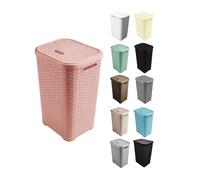 JARDIN202 - Pongotodo Diseño Rattan para Colada - Cesto Para la Ropa Sucia | 60 litros (Rosa)