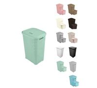 JARDIN202 - Pongotodo Diseño Rattan para Colada - Cesto Para la Ropa Sucia | 60 litros (Verde agua)