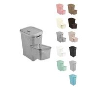 JARDIN202 - Pongotodo Diseño Rattan para Colada - Cesto Para la Ropa Sucia | Set (Plata)