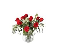 JARDIN202 - Ramo de Rosas Rojas Naturales | Flor Natural | Ramo de rosas rojas frescas | 60cm de alto | Ramo de 12 tallos (Estilo tradicional)