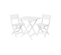 Jardin202 - Set de Balcón Plegable Blanco | Mesa 79x72 cm y Sillas de Resina | Conjunto Mobiliario Exterior para Terraza, Jardín o Camping | Resistente Intemperie | 4 Sillas + 1 Mesa