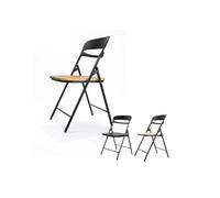 Jardin202 - Silla Plegable Florencia Negra | Asiento Negro/Blanco/Madera | Estilo Italiano | Estructura de Metalica | Hogar, Oficina | 1 Unidad (Asiento Madera)