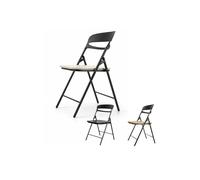 Jardin202 - Silla Plegable Florencia Negra | Asiento Negro/Blanco/Madera | Estilo Italiano | Estructura de Metalica | Hogar, Oficina | 1 Unidad (Asiento Blanco)