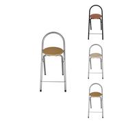 Jardin202 - Taburete Plegable 80x40x45 cm - Elegante y Duradero en Negro y Plata con Reposapiés, Ideal para Cocina | Pack 4 uds (Plata)