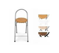 Jardin202 - Taburete Plegable Cocina 80x40x45 cm | Estructura de Acero y Reposapiés | Confort y Ahorro de Espacio | Pack 2 uds (Plata)