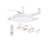 JARDIN202 - Ventilador de Techo con Aspas Retráctiles, Motor DC, Temporizador, Luz LED Regulable, Mando a Distancia, 6 Velocidades | 50 cm (Tarifa Wifi Blanco)