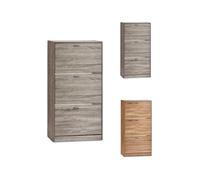Jardin202 - Zapatero de Madera con Dos Cajones- Armario Almacenamiento Abatible para Recibidor - Mueble Auxiliar | 3 Alturas (Madera Ceniza)