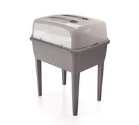 Jardinera alta 83 L, con tapa de policarbonato, para proteger tus plantas, Prosperplast Respana Planter Set de plástico en color Gris piedra, 96,3 (al