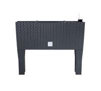 Jardinera alta rectangular 30 litros con autorriego color antracita 60 x 25 x 46 cm con patas