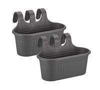 Jardinera Balcón, 6,5 litros 38 cm Largo, Set 2 Unidades, Maceta Colgar (Antracita)