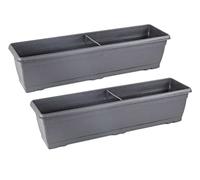 Jardinera Balcón, Maceta 72 cm. Largo, Set 2 Unidades, 14 litros, Macetero Plástico, Balcón