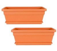 Jardinera Balcón, Maceta Rectangular 46 cm Largo Set 2 Unidades, 9 litros, Macetero Plástico