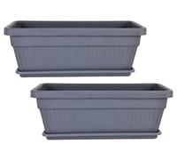 Jardinera Balcón, Maceta Rectangular, 61 cm Largo Set 2 Unidades, 22 litros, Macetero (Antracita)