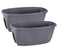 Jardinera Barandilla Balcón, 58x29x24 cm, Set 2 Unidades, 15,5 litros, Maceta Colgar (Antracita)