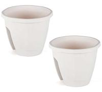 Jardinera Barandilla Balcón, Set 2 Unidades, 29 cm, 7,5 litros, Maceta Colgar (Blanco)