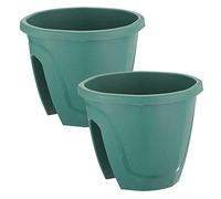Jardinera Barandilla Balcón, Set 2 Unidades, 29 cm, 7,5 litros, Maceta Colgar (Verde)
