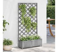 Jardinera con enrejado gris 90x35x180 cm madera maciza de abeto