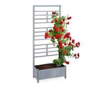 Relaxdays Jardinera con enrejado gris negro,gris