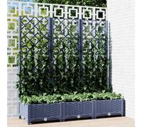 Jardinera con enrejado PP azul gris 120x40x121,5 cm