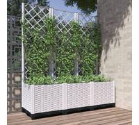 Jardinera con enrejado PP blanco 120x40x136 cm