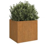Jardinera Cúbica de Acero Corten, Cama de Jardín Elevada de Aceros Desgastado, Macetas de Aceroe para Exteriores para Patio, Balcón y Jardín (42x40x39cm)
