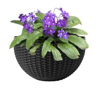 Jardinera De Flores para Colgar En La Pared Semicircular Tipo Ratán, Maceta Interior para Plantas, Maceta Exterior para Agua, 21 * 16,5cm, con 2 X Ganchos, 2 X Tornillos, 2 X Juegos De Tornillos