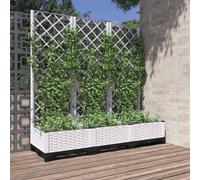 Jardinera de jardín con enrejado blanco 120x40x121,5 cm PP
